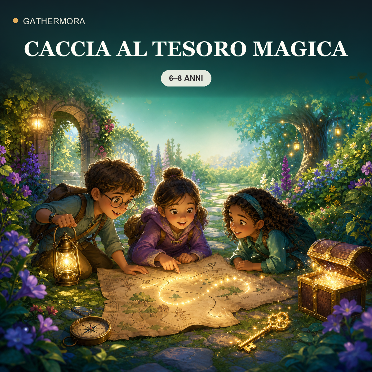 Copertina Caccia al Tesoro Magica - Kit stampabile 6-8 anni