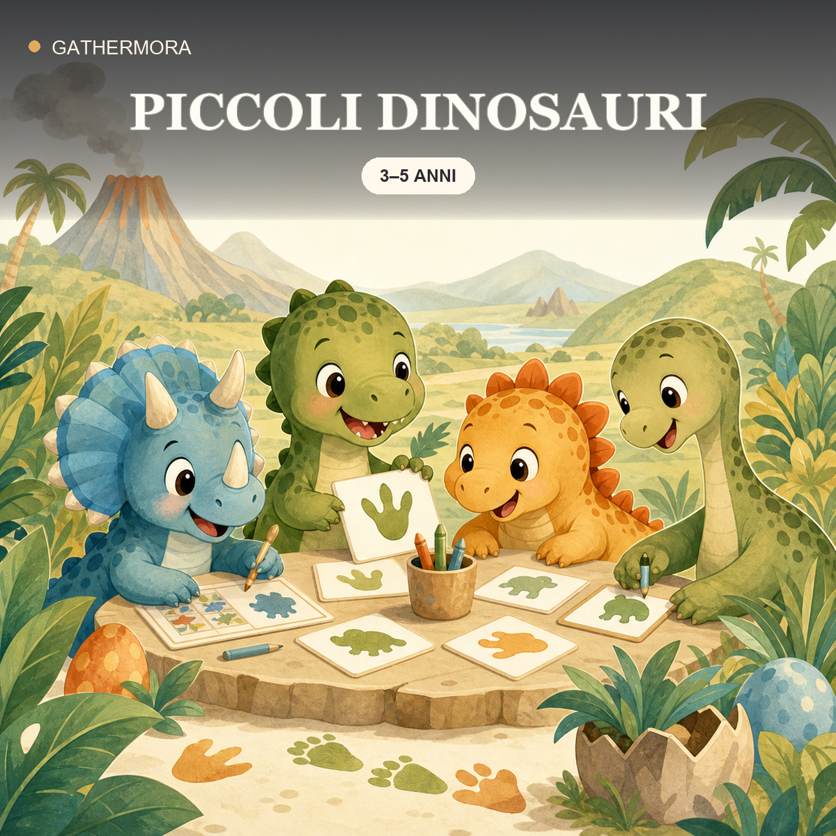 Copertina Festa Piccoli Dinosauri - Kit stampabile 3-5 anni